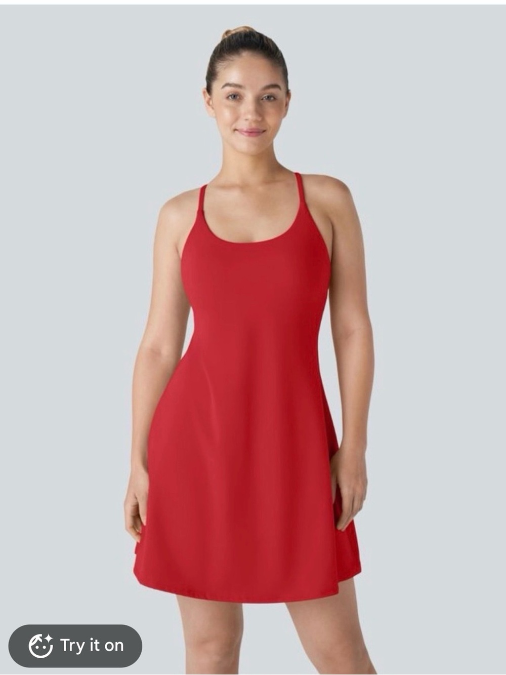 HALARA Red Scoop Neck Slip Dress with Thin Straps
